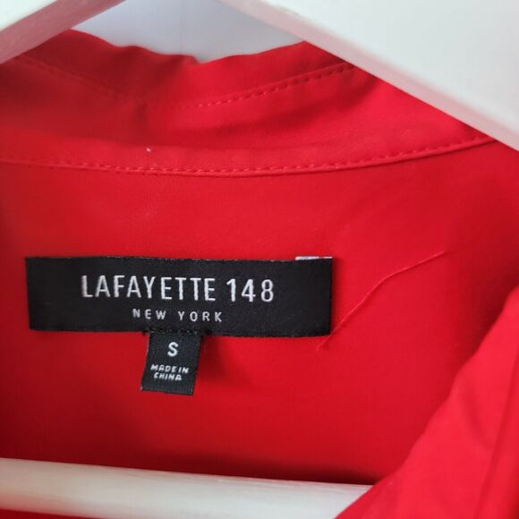 lafayette 148 new york long sleeve button up red shirt size S - Picture 6 of 7
